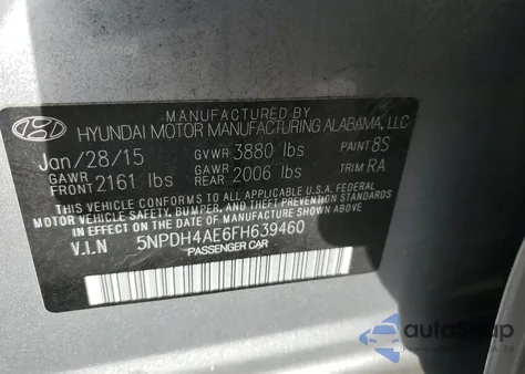 2015 Hyundai Elantra Se из США, поврежденный, VIN 5NPDH4AE6FH639460